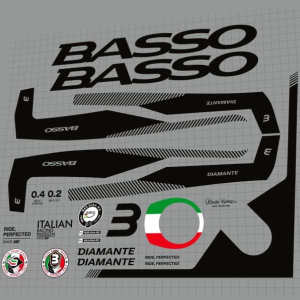 BASSO(バッソ)DIAMANTE(ディアマンテ)フレームステッカーセット(2021/ブラック)