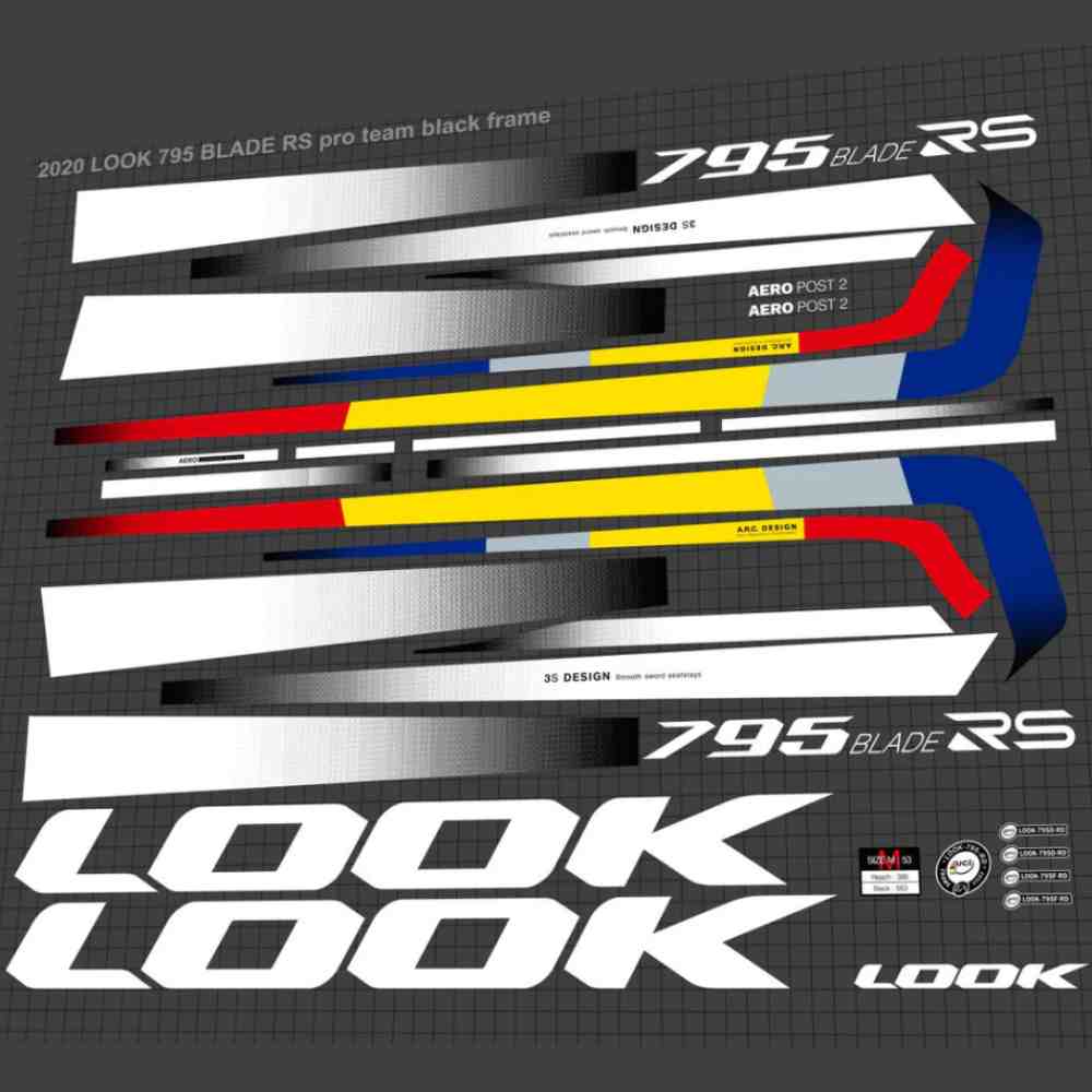 LOOK(ルック)795 BLADE RS PRO TEAMフレームステッカーセット(2020/ホワイト)