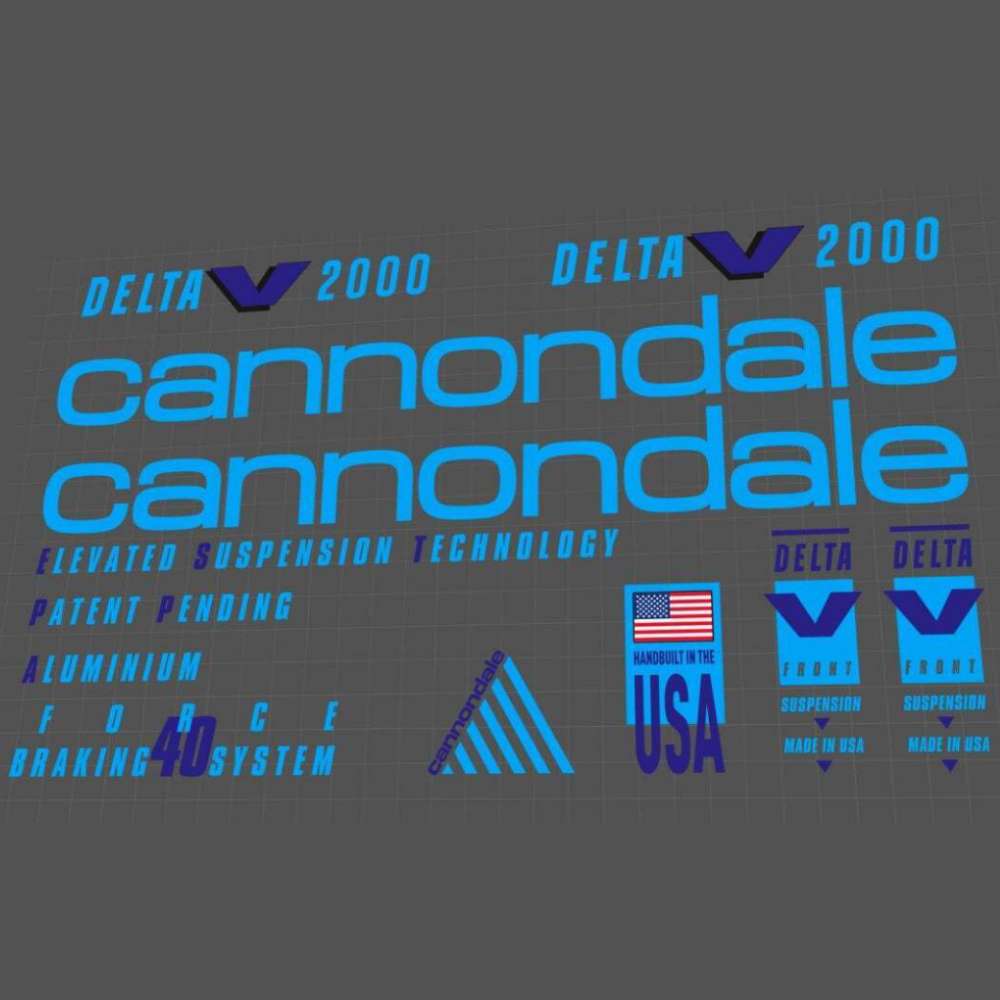 cannondale(キャノンデール)DELTA(デルタ)V2000フレームステッカーセット(1992/ブルー/ネイビー)