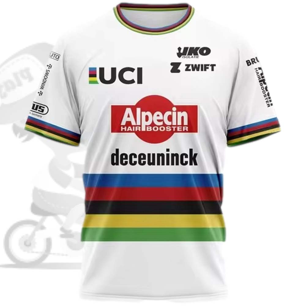 Alpecin-Deceuninck(アルペシンドゥクーニンク)チームテクニカルシャツ(2024/ホワイト/ワールドチャンピオン仕様)