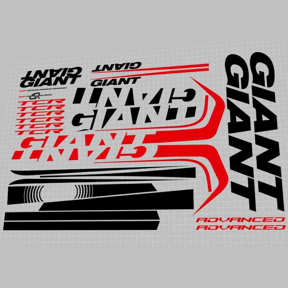 GIANT(ジャイアント)TCR ADVANCED(ティーシーアールアドバンスド)フレームステッカーセット(2013/レッド/ブラック)