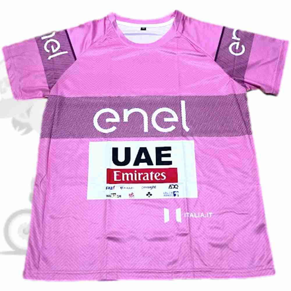 Giro de Italia(ジロデイタリア)Maglia Rosa(マリアローザ)・チームテクニカルシャツ(2024/UAE TEAM EMIRATES/ピンク/Bデザイン)